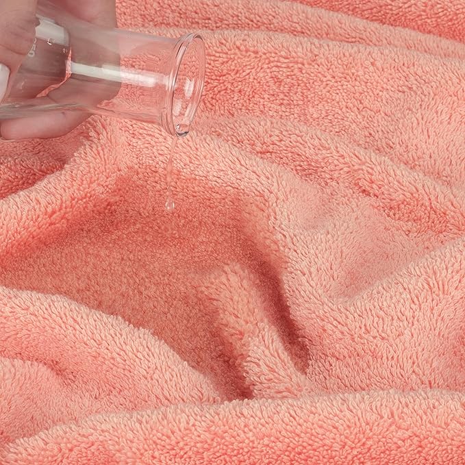 Cotton Paradise 6 Piece Towel Set, 100% Cotton Soft Absorbent Turkish Towels for Bathroom, 2 Bath Towels 2 Hand Towels 2 Washcloths, Coral Towel Set