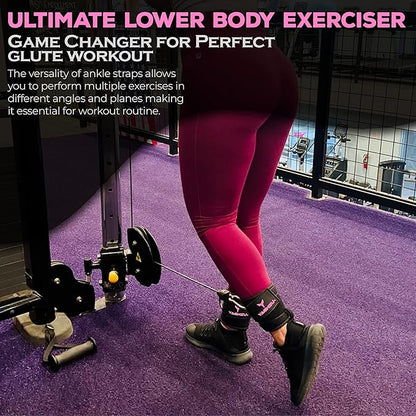 Ankle Straps for Cable Machines Women - Adjustable Gym Ankle Strap for Cable Machine, Neoprene Padded Cable Straps, Durable Leg Strap with Cable Cuff, Glute Kickback Ankle Strap with D Rings