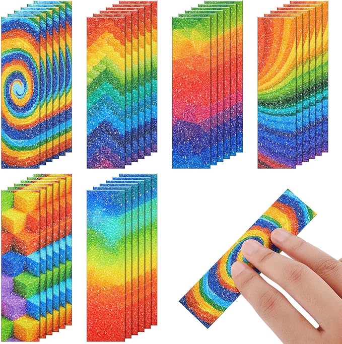 36 Pcs Anxiety Sensory Stickers Mental Health Stickers Fidget Textured Strips Toys Adhesive Tactile Calm Relief Items for Adults Desk School Counselor Classroom(Rainbow Style)