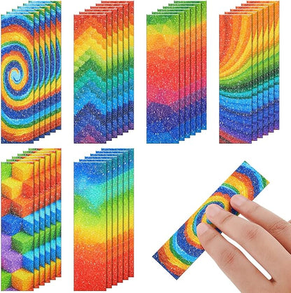 36 Pcs Anxiety Sensory Stickers Mental Health Stickers Fidget Textured Strips Toys Adhesive Tactile Calm Relief Items for Adults Desk School Counselor Classroom(Rainbow Style)