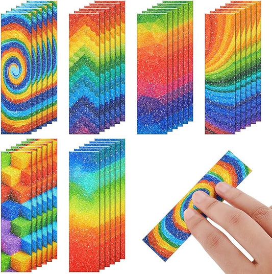 36 Pcs Anxiety Sensory Stickers Mental Health Stickers Fidget Textured Strips Toys Adhesive Tactile Calm Relief Items for Adults Desk School Counselor Classroom(Rainbow Style)