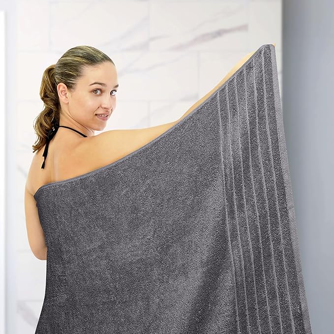 Tens Towels Pack of 1 Jumbo Bath Sheet 40 x 80 Inches, Extra Large & Light Weight, Quicker to Dry, 100% Cotton, Super Soft & Absorbent, Perfect to Wrap Yourself in, Dark Grey