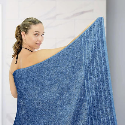 Tens Towels Pack of 1 Jumbo Bath Sheet 40 x 80 Inches, Extra Large & Light Weight, Quicker to Dry, 100% Cotton, Super Soft & Absorbent, Perfect to Wrap Yourself in, Blue