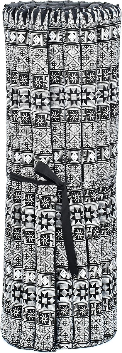 Leewadee - Kapok Roll Mat – Handcrafted Folding Sleep & Relaxation Mattress from Thailand, Ideal as Guest Bed, Camping Mat, Yoga Mat or Traditional Futon, 75 x 39 inches, Black