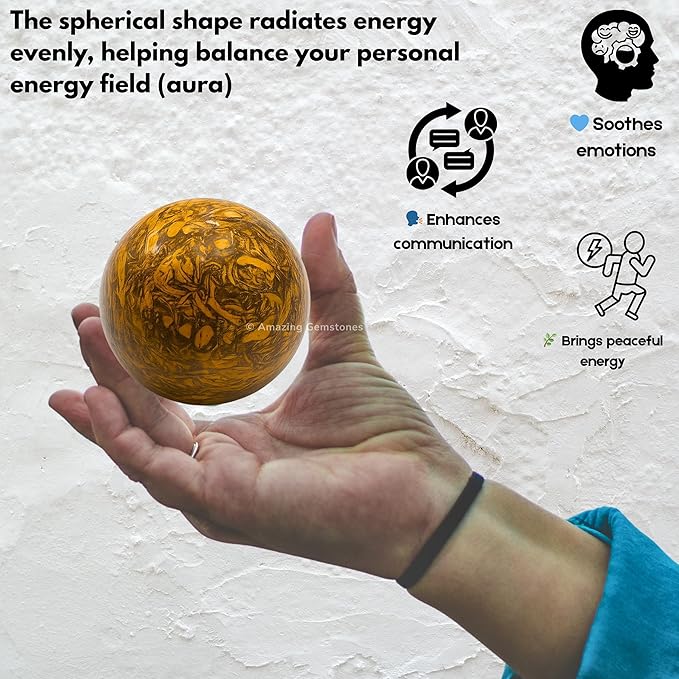 Amazing Gemstone Mariyam Jasper Crystal Ball with Stand - 2" Inches Crystal Sphere Meditation Balls for Witchcraft and Decorative Balls