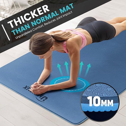 UMINEUX Large Yoga Mat for Men and Women 1/4 & 2/5 Inch Extra Thick TPE Fitness Mat for Home Gym Workout, Non-Slip, Eco Friendly Exercise Mat for Yoga, Pilates, Stretching, Meditation