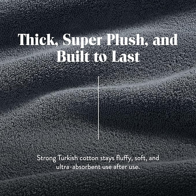 Brooklinen Super-Plush Turkish Cotton Hand Towels Set of 2 Cotton, 820 GSM, Highly Absorbent, Machine Washable, Perfect for Home & Bathroom (20"x30", Slate Grey)