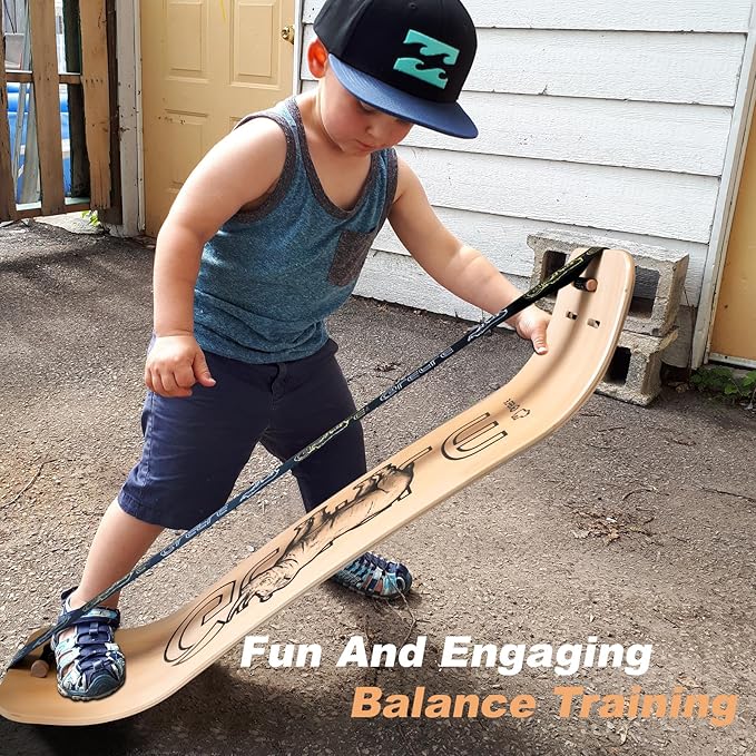 Balance Board for Adults & Kids- Wood Wobble Balance Board- Slackline Balance Trainer- Standing Desk Exercise-Yoga, Pilates, Snowboard, Suitability Home/Office/Gym