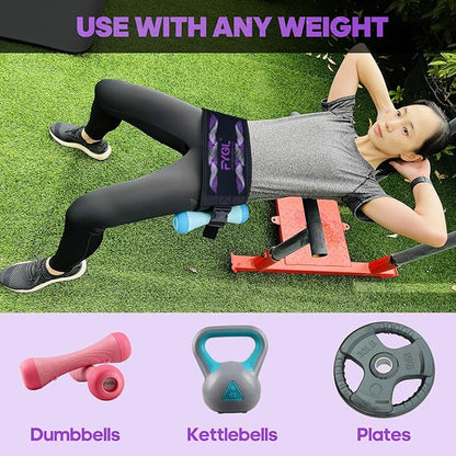 Hip-Thrust-Belt, Foldable Design, Slip-Resistant Padding, Supports 300 lbs, Ideal for Glutes Training with Dumbbells, Kettlebells & Plates, Great for Gym & Home Hip Thrust Workouts