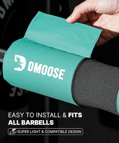 DMoose Fitness Barbell Pad for Hip Thrust, Squat & Lunges - Non-Slip Thick Foam Cushion for Neck and Back Support with Two Straps - Hip Thrust Pad for Leg Day - Fits All Olympic Bars and Smith Machine