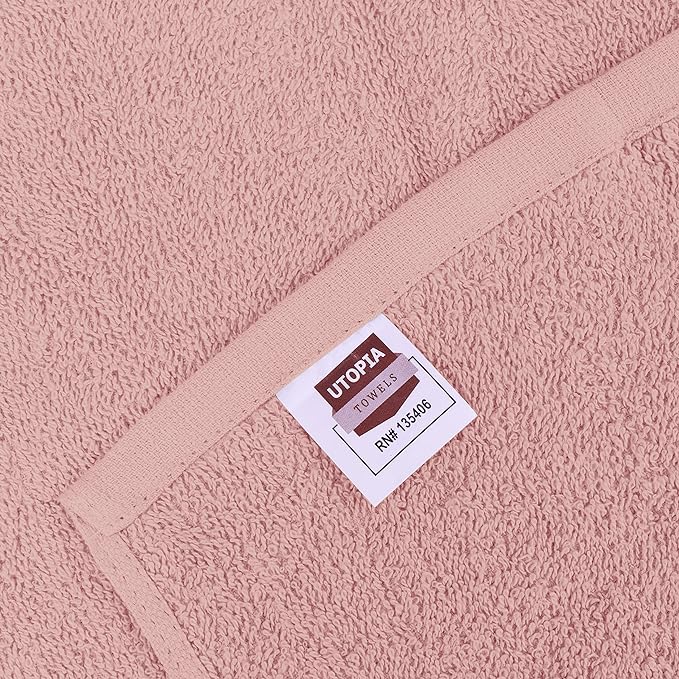 Utopia Towels 24 Pack Cotton Washcloths Set, 100% Ring Spun Cotton, Premium Quality Flannel Face Cloths, Highly Absorbent and Soft Feel Fingertip Towels, Dusty Pink