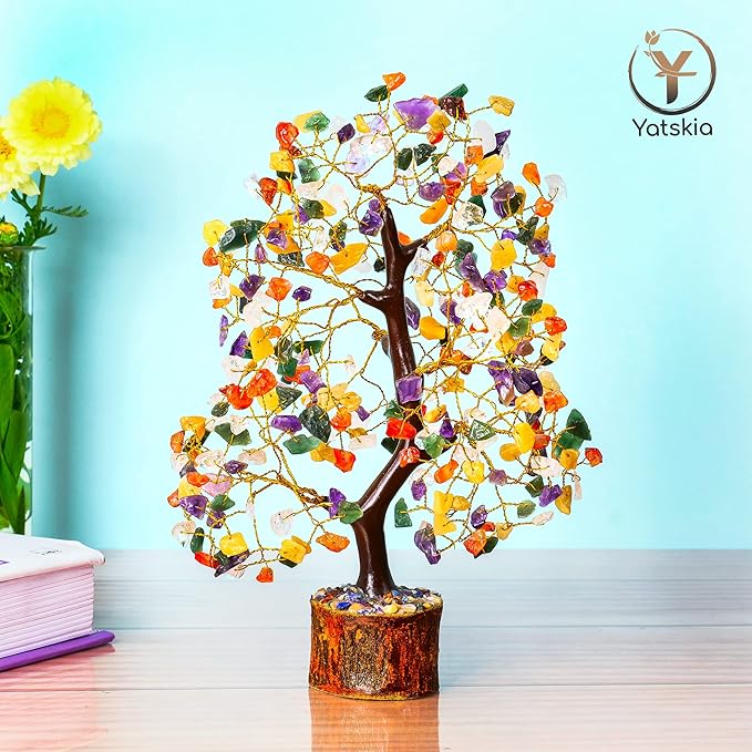 Chakra Tree - Crystal Tree - Stones and Crystals - Spiritual Decor - Good Luck Charms - Meditation Decor - Feng Shui Decor - Crystal Gifts for Women - Chakra Stones - Feng Shui Decor - Reiki Decor