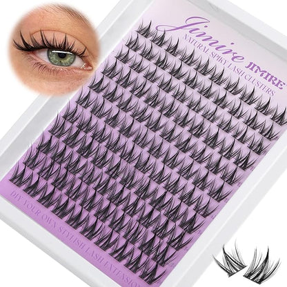 Manga Lash Clusters Natural Eyelash Clusters C Curly 10-14MM Fairy Cluster Eyelash Extensions with Spikes 110Pcs Wispy Individual Lashes Clusters DIY Natural Eyelashes Clusters at Home