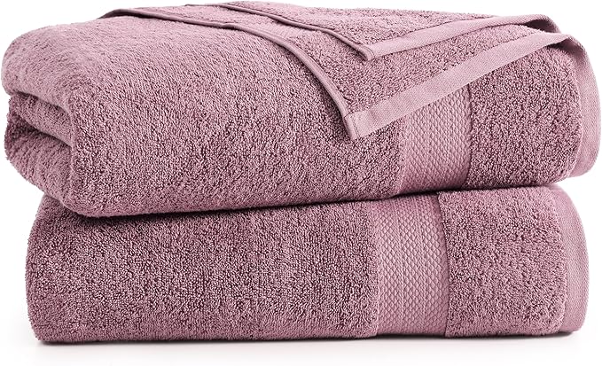 LANE LINEN 100% Cotton Bath Sheets 2 Pack (35"x66") - Ring Spun Cotton Extra Large Bath Towels Set - Quick Dry, Soft & Absorbent Oversized Towel Set - Holds Well After Multiple Washes - Wishful Mauve