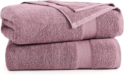 LANE LINEN 100% Cotton Bath Sheets 2 Pack (35"x66") - Ring Spun Cotton Extra Large Bath Towels Set - Quick Dry, Soft & Absorbent Oversized Towel Set - Holds Well After Multiple Washes - Wishful Mauve