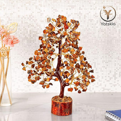 YATSKIA Tiger Eye Crystal - Tree of Life, Healing Crystals, Crystals and Gemstones, Crystal Bonsai Tree, Crystal Tree for Positive Energy, Home Decor