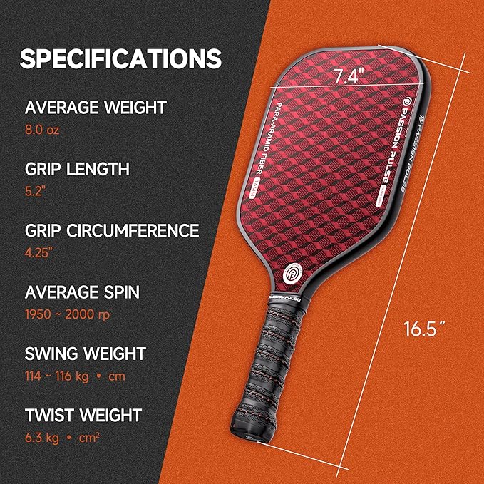 Pickleball Paddles 2025,Raw Carbon Fiber Surface（CFS） 16mm T700 High Grit & Spin, Pro Pickle Ball Paddles Designed for Ultimate Spin & Consistency