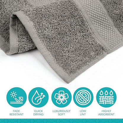 Pleasant Home Bath Towels Set of 6 (24” x 50”) 100% Cotton, 515 GSM | Lightweight, Soft & Absorbent Luxury Towels for Bathroom | for Gym, Pool & Spa | 6 Pack, Gray