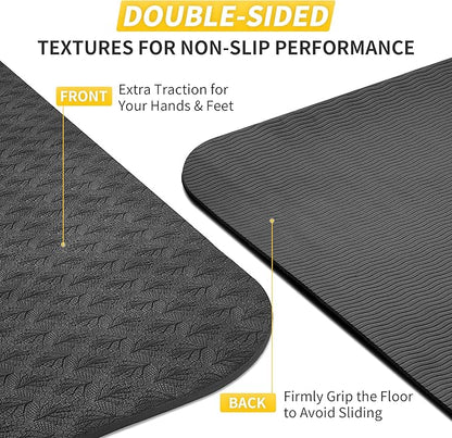 CAMBIVO Yoga Mat for Women Men Kids, 1/3 & 1/4 & 2/5 Inch Extra Thick Yoga Mat Non Slip, 72" x 24" TPE Yoga Mats, Workout Mat with Carrying Strap for Yoga, Pilates and Floor Exercises