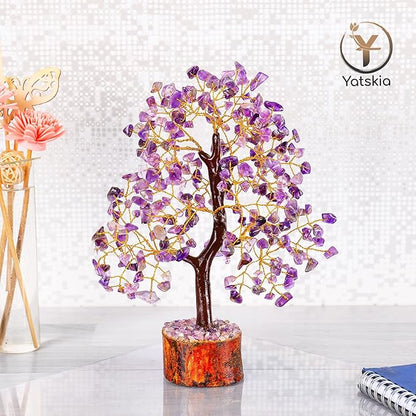 YATSKIA Amethyst Crystals Tree of Life - Stones and Crystals - Bonsai Tree - Good Luck Gifts for Women - Meditation Accessories - Chakra Stones Decor