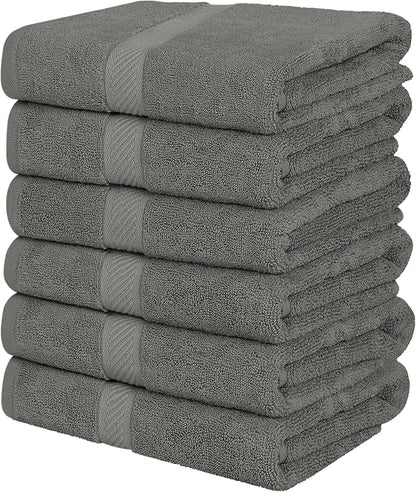 Utopia Towels 6 Pack Bath Towel Set (24 x 48 Inches), 500 GSM 100% Ring Spun Cotton Medium Lightweight and Highly Absorbent Quick Drying, Premium Towels for Hotel, Spa and Bathroom