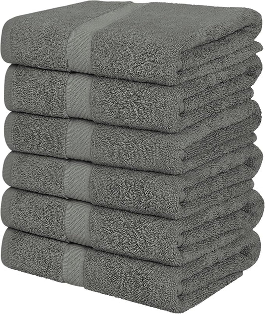 Utopia Towels 6 Pack Bath Towel Set (24 x 48 Inches), 500 GSM 100% Ring Spun Cotton Medium Lightweight and Highly Absorbent Quick Drying, Premium Towels for Hotel, Spa and Bathroom