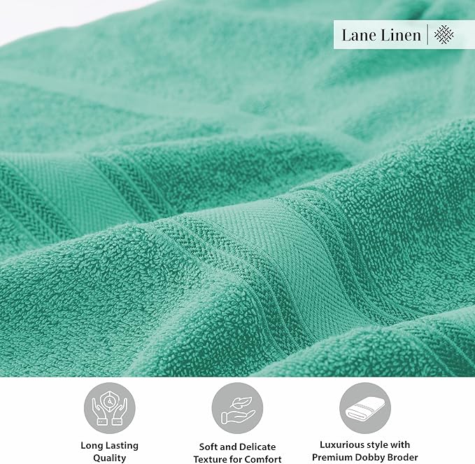 Lane Linen 100% Cotton Bath Towels 4 Pack (28"x54") - Zero Twist, Premium Cotton Large Towels Set for Bathroom - Quick Dry, Soft & Absorbent Large Bath Towel Set - Oeko Tex Certified, Pre Shrunk- Teal