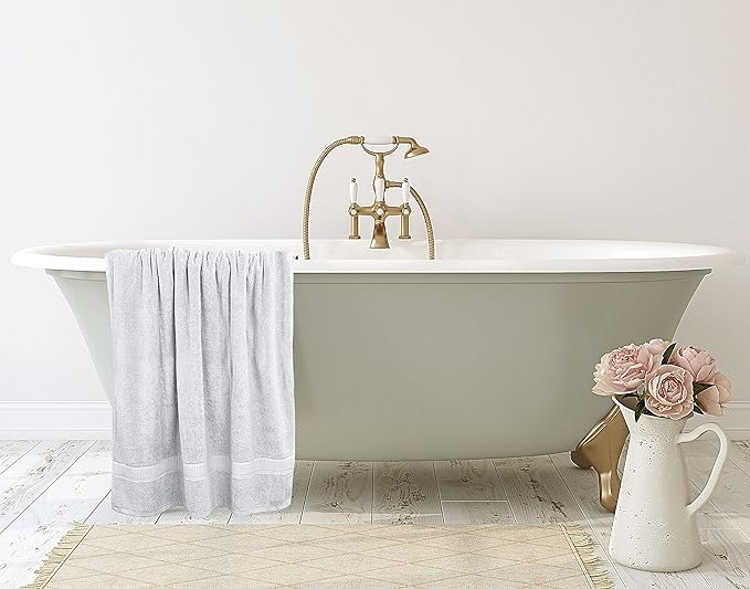 Utopia Towels Luxurious Jumbo Bath Sheet 2 Piece, 600 GSM, 35 by 70 Inches, 100% Ring Spun Cotton, Highly Absorbent and Quick Dry Extra Large Bath Towel, Super Soft Towel, Silver