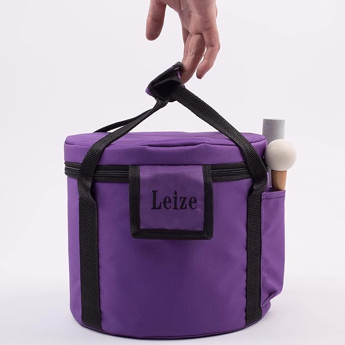 Leize Quartz Crystal Singing Bowl B Note Crown Chakra White 8" with Heavy Duty Carrying Case Suede Striker