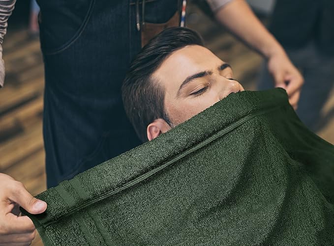 Utopia Towels Cotton Bleach Proof Salon Towel 16 by 27 inches, Bleach Safe Gym 100% Cotton Hand Towel, 24 Pack, Forest Green