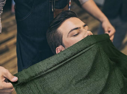 Utopia Towels Cotton Bleach Proof Salon Towel 16 by 27 inches, Bleach Safe Gym 100% Cotton Hand Towel, 24 Pack, Forest Green