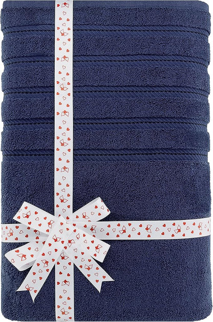 American Soft Linen 35x70 Jumbo Large Bath Towels, 600 GSM 100% Cotton Turkish Bath Sheet, Oversized Luxury Bath Towels for Bathroom Beach and Pool, Navy Blue