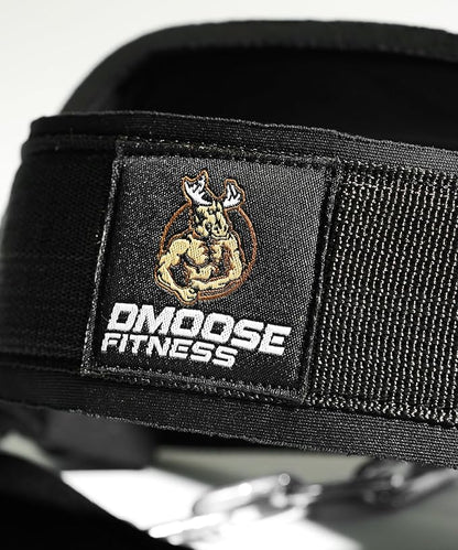 DMoose Fitness Neck Harness for Weight Lifting - Soft Padded Head & Chin Strap with 30" Heavy Duty Steel Chain - Neck Exerciser, Trainer & Strengthener to Support Injury Recovery and Intense Workouts