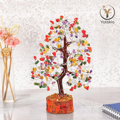 YATSKIA Mix Chakra Tree - Gemstone Tree of Life - Crystal Gifts for Women - Gemstones and Crystals - Crystal Trees for Positive Energy - Meditation Gifts