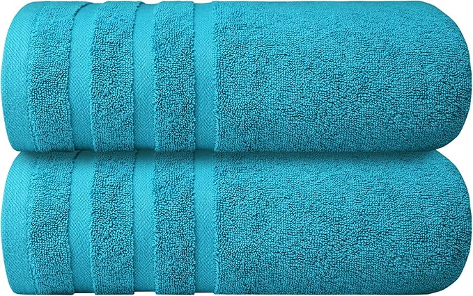 Infinitee Xclusives 100% Cotton Luxury Bath Towels Set of 2 (27x54 Inches) (Serene Teal, Bath Towels - Pack 2)