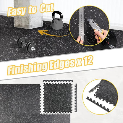 CyclingDeal Quality Puzzle Exercise Tiles Mat - 6pk 24" x 24" Interlocking Rubber 20mm Thick EVA Foam Protective Flooring Mat for Home Gym Workout Equipment Garage Playground