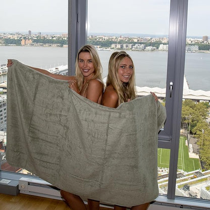 Mosobam Luxury Turkish Towels Set of 4 Bath Sheets 35X70 Seagrass Green 700 GSM Bamboo Viscose & Aegean Turkish Combed Cotton