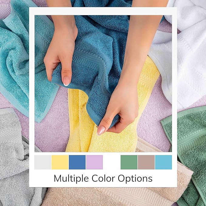 TEXTILOM 100% Turkish Cotton 4 Piece Luxury Washcloth Towel Set for Bathroom, Super Soft & Highly Absorbent & Quick Dry for Face and Hand- Yellow