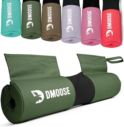 DMoose Fitness Barbell Pad for Hip Thrust, Squat & Lunges - Non-Slip Thick Foam Cushion for Neck and Back Support with Two Straps - Hip Thrust Pad for Leg Day - Fits All Olympic Bars and Smith Machine
