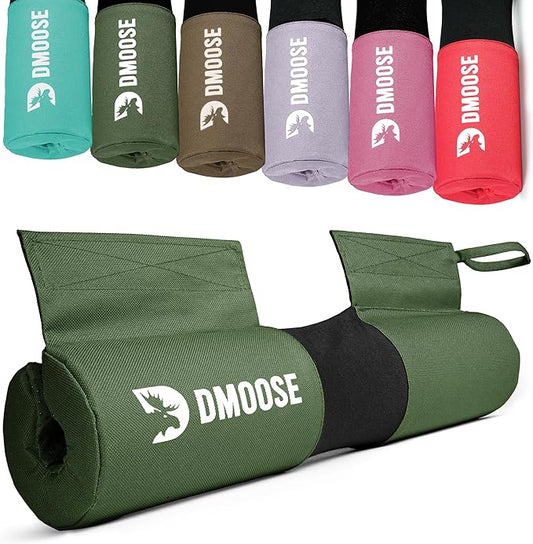 DMoose Fitness Barbell Pad for Hip Thrust, Squat & Lunges - Non-Slip Thick Foam Cushion for Neck and Back Support with Two Straps - Hip Thrust Pad for Leg Day - Fits All Olympic Bars and Smith Machine