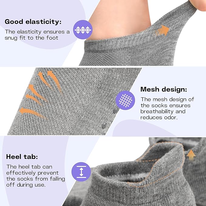 Muezna 6 Pairs Pilates Grip Socks for Women, Non Slip Yoga Socks with Grips, Grippy Socks for Barre, and Hospital