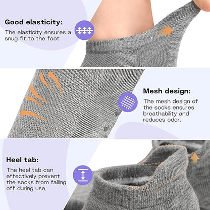 Muezna 6 Pairs Pilates Grip Socks for Women, Non Slip Yoga Socks with Grips, Grippy Socks for Barre, and Hospital