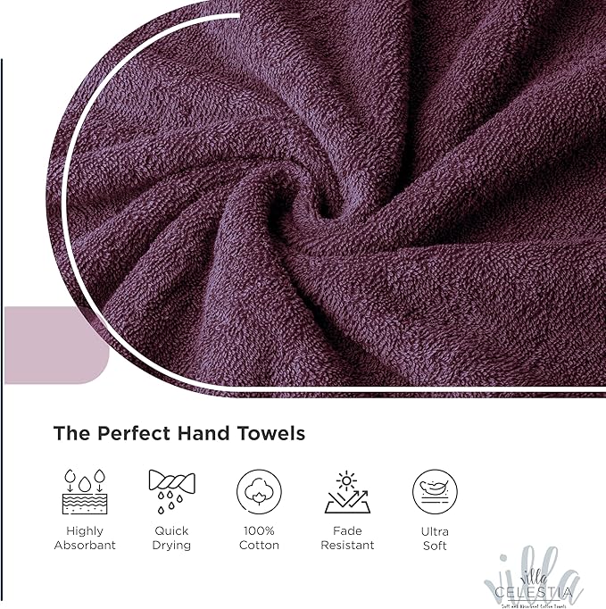 100% Cotton Bath Towel Set of 18-4 Bath Towels, 6 Hand Towels, 8 Wash Cloths, Sustainable, Soft, Highly Absorbent, Combed Cotton 18 Piece Set for Hotels, Spa, Bathroom, Dorm, Burgandy