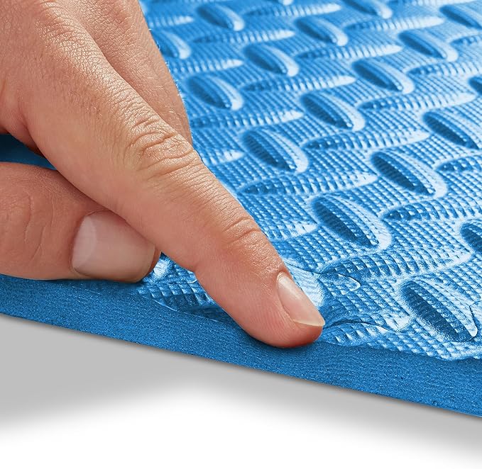 Philosophy Gym Pack of 36 Exercise Flooring Mats - 12 x 12 Inch Foam Rubber Interlocking Puzzle Floor Tiles - Blue