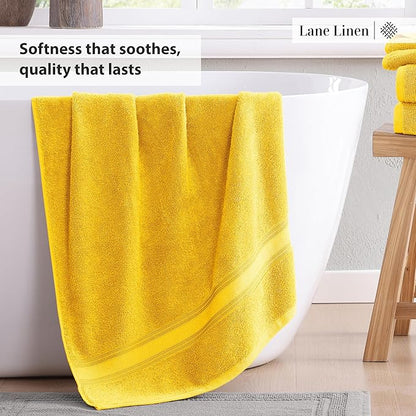 LANE LINEN Luxury 6-Piece Bath Towel Set - 100% Cotton, Zero Twist, Super Soft & Extra Absorbent - Includes 2 Bath Towels, 2 Hand Towels, 2 Washcloths - Mimosa