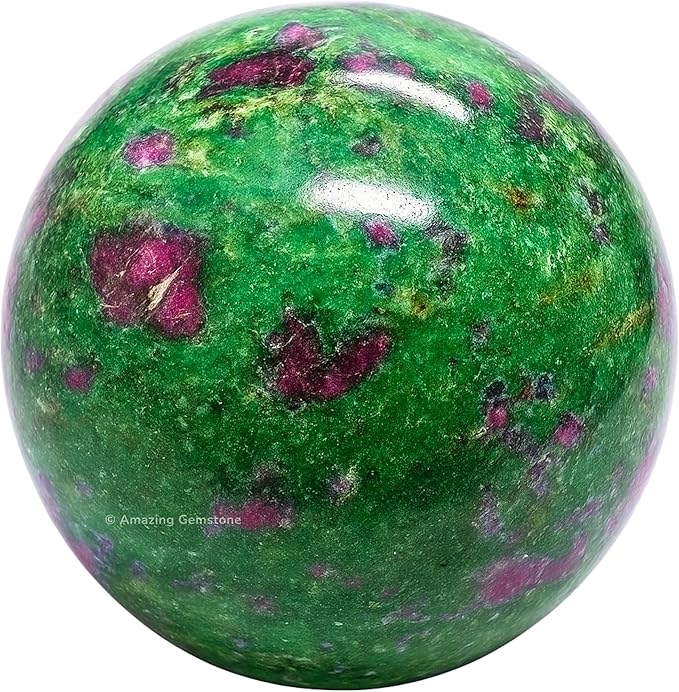 Amazing Gemstone Ruby Zoisite Crystal Ball with Stand - 2 Inches Crystal Sphere Meditation Balls for Witchcraft and Decorative Balls