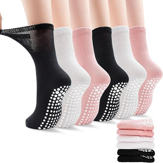 ELUTONG Pilates Grip Socks for Women Non Slip Yoga Grippy Socks Woman for Pure Barre Ballet Dance Hospital 6 Pack