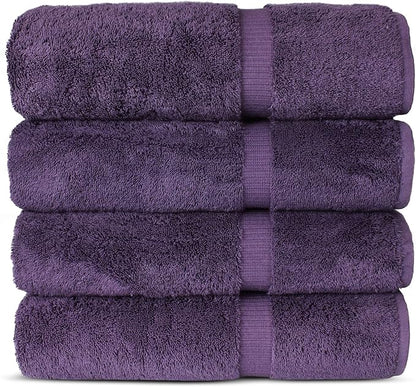 Chakir Turkish Linens 100% Cotton Premium Turkish Towels for Bathroom | 27'' x 54'' (4-Piece Bath Towels - Plum)