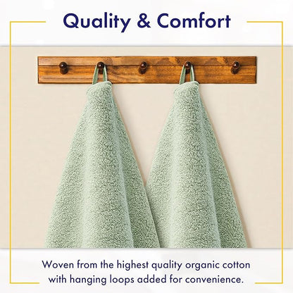 100% Organic Zero-Twist Cotton Towel - Luxury Bath Towel - Ultra Soft & Plush 700GSM Long-Staple Cotton (Eucalyptus Green)