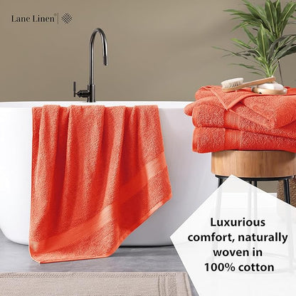 Lane Linen 100% Cotton 4 Pack Bath Sheets (35"x66") - Ring Spun Cotton - Extra Large Bath Towels Set - Quick Drying, Soft & Absorbent Oversized Bathroom Towel Sets - Spa & Hotel Quality - Living Coral